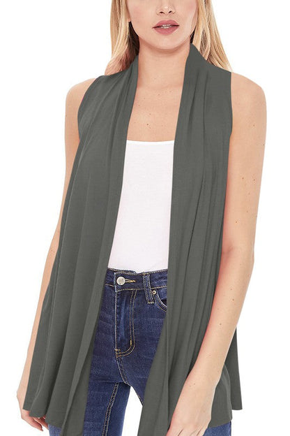 Solid, long body open front vest in a loose fit Shop Style & More | Fresh Looks, Everyday Deals & Free Shipping