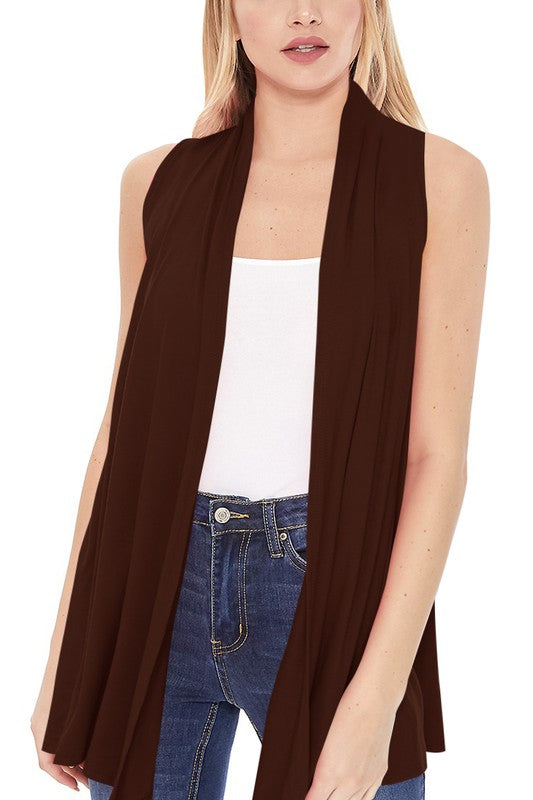 Solid, long body open front vest in a loose fit Shop Style & More | Fresh Looks, Everyday Deals & Free Shipping