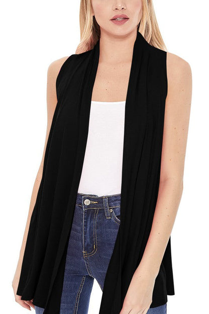 Solid, long body open front vest in a loose fit Shop Style & More | Fresh Looks, Everyday Deals & Free Shipping