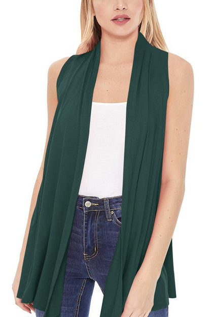 Solid, long body open front vest in a loose fit Shop Style & More | Fresh Looks, Everyday Deals & Free Shipping