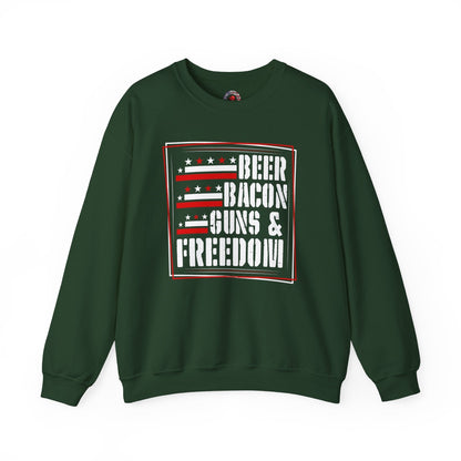 Beer Bacon Guns and Freedom Crewneck Sweatshirt The Devil's Pickle
