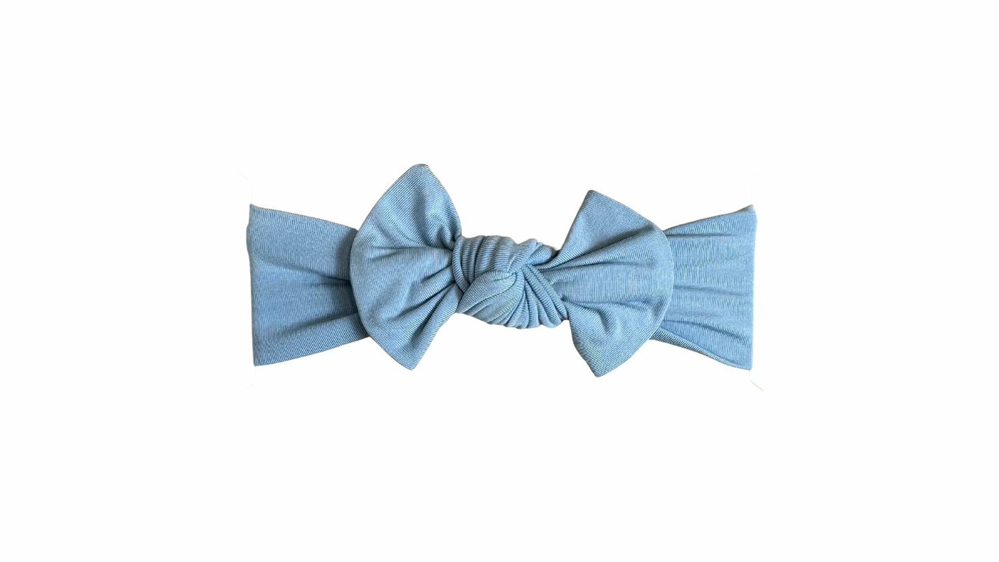 Dusty Blue - Headband Bow Blush Lotus