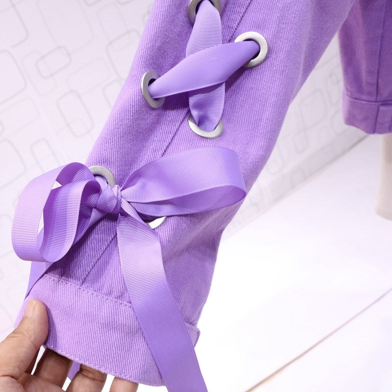 Short Denim Jacket, Bow Tie Jacket Top Purple See size chart under “more details” The Fashion Celestial