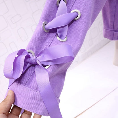 Short Denim Jacket, Bow Tie Jacket Top Purple See size chart under “more details” The Fashion Celestial