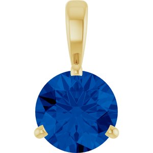 14K Yellow Lab-Grown Blue Sapphire Pendant Ethereal Legacy Boutiques