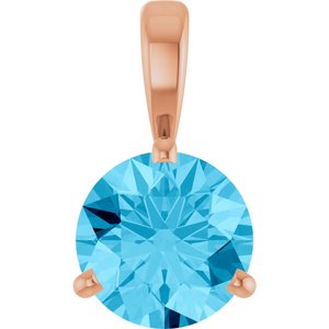 14K Rose Lab-Grown Aqua Sapphire Pendant Ethereal Legacy Boutiques