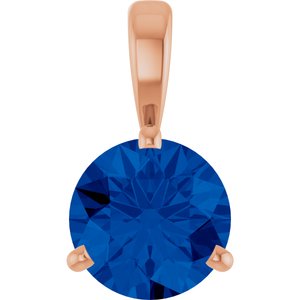 14K Rose Lab-Grown Blue Sapphire Pendant Ethereal Legacy Boutiques