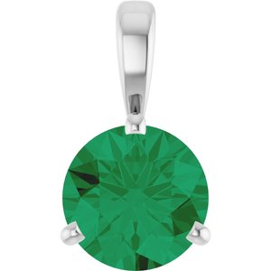 14K White Lab-Grown Emerald Pendant Ethereal Legacy Boutiques