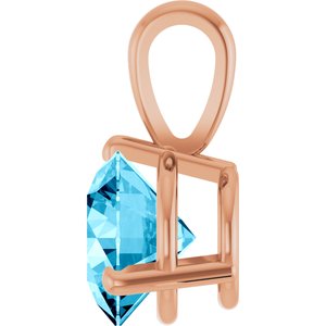 14K Rose Lab-Grown Aqua Sapphire Pendant Ethereal Legacy Boutiques