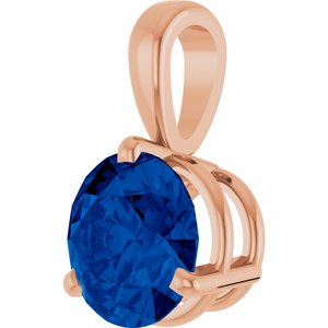 14K Rose Lab-Grown Blue Sapphire Pendant Ethereal Legacy Boutiques