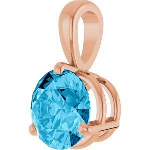 14K Rose Lab-Grown Aqua Sapphire Pendant Ethereal Legacy Boutiques