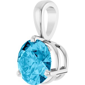14K White Lab-Grown Aqua Sapphire Pendant Ethereal Legacy Boutiques