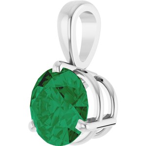 14K White Lab-Grown Emerald Pendant Ethereal Legacy Boutiques
