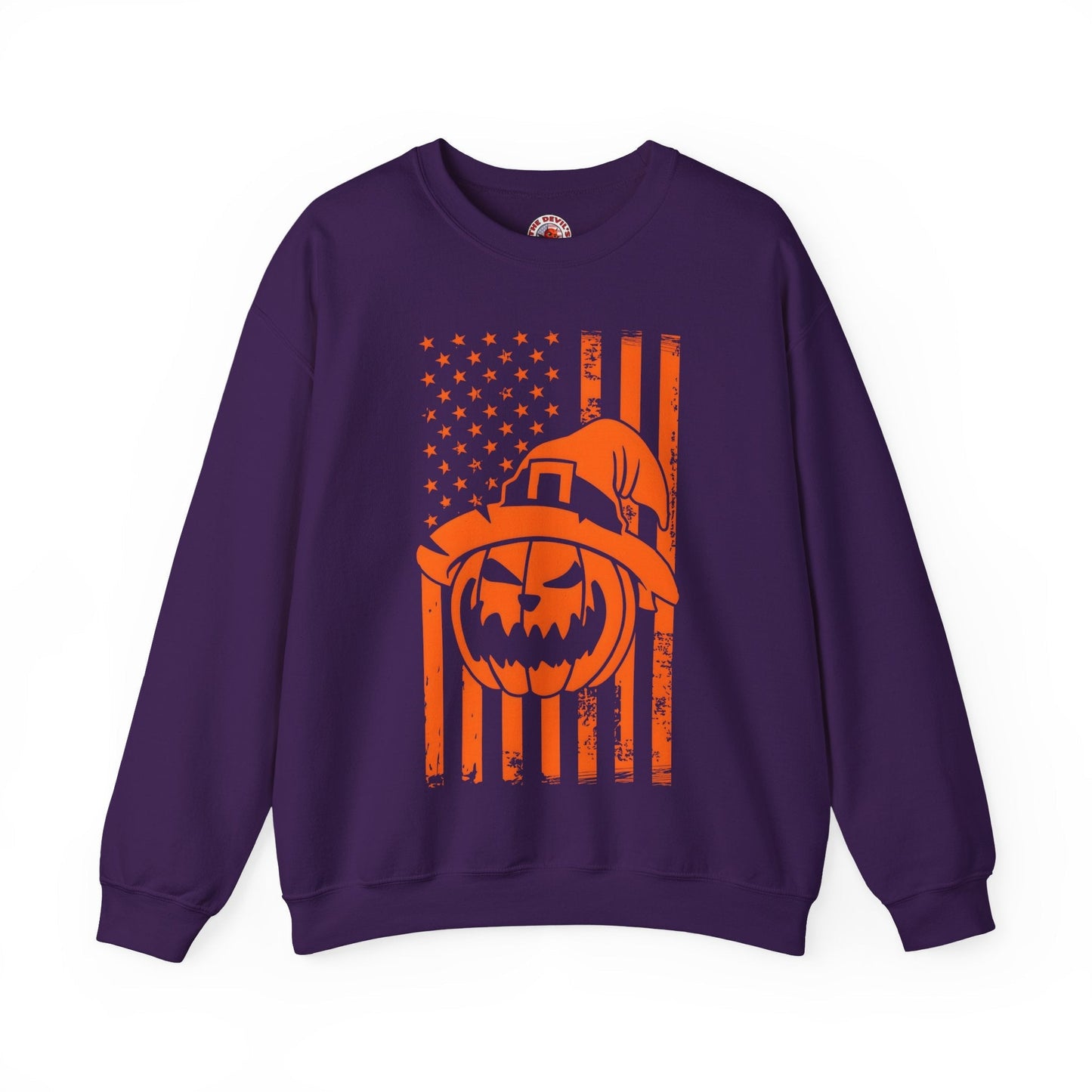 Pumpkin American Flag Crewneck Sweatshirt The Devil's Pickle