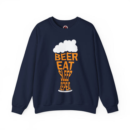 Beer Eat Sleep Repeat Crewneck Sweatshirt The Devil's Pickle