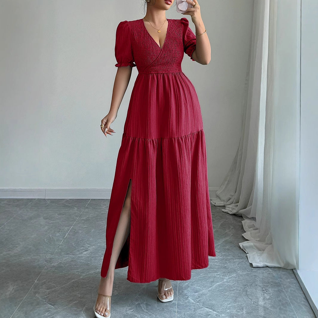 Deep V High Sense Dress Women's Clothing Grayceful LLC