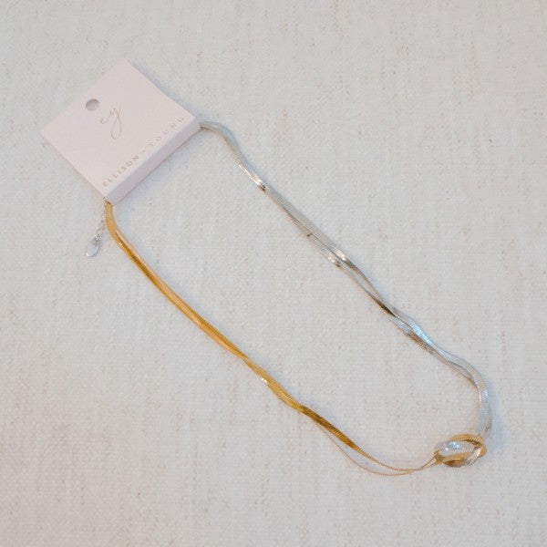 Knotted Two Tone Herringbone Chain Necklace Shop Style & More | Fresh Looks, Everyday Deals & Free Shipping