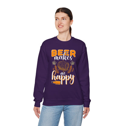 Beer Makes Me Happy Crewneck Sweatshirt. The Devil's Pickle
