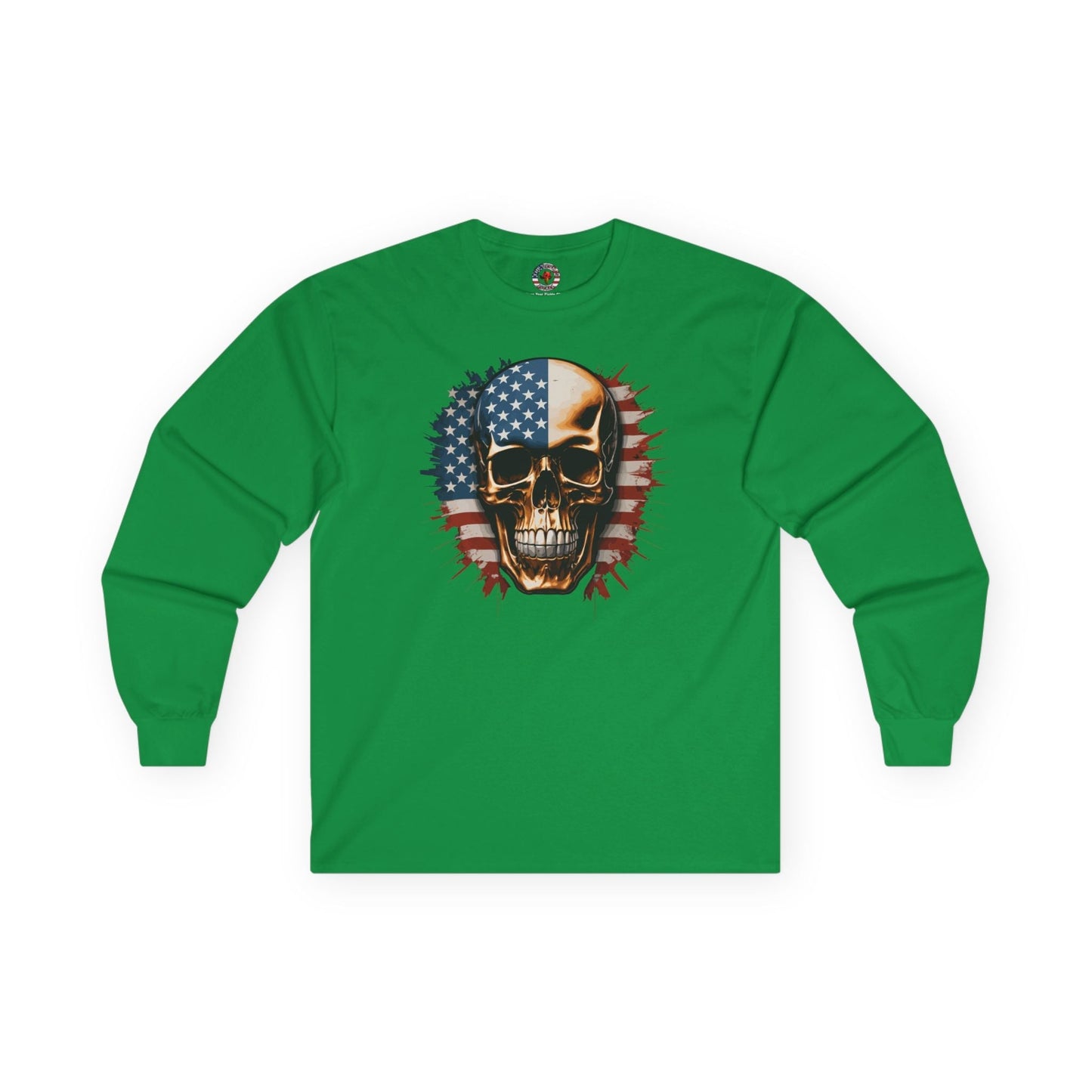 American Flag Skull Long Sleeve Tee The Devil's Pickle