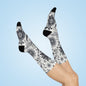 Floral Pattern Cushioned Crew Socks, Cozy Footwear for Relaxation, Gifts for Her, Everyday Comfort Socks, Unique Sock Design Grayceful LLC