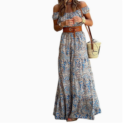 Prairie Blossom Off-Shoulder Maxi Dress Country in My Heart