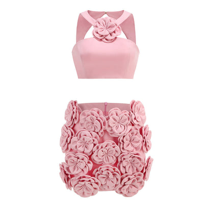 Fashion Suit Top Halter Decorative Flower Skirt See size chart under “more details” The Fashion Celestial