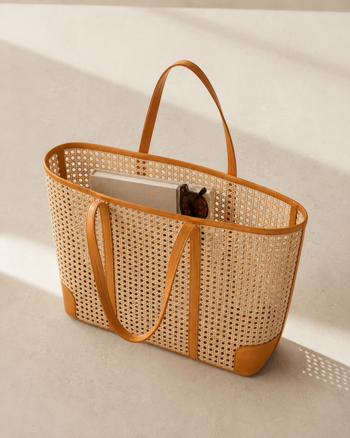 Dian Leather and Rattan Tote Bag Village Thrive