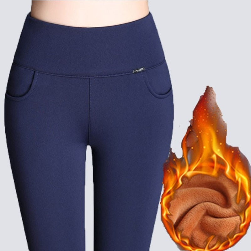 High Waist Velvet Padded Leggings for Women FitiqueFit