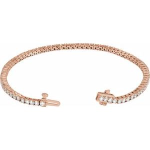 14K Rose 3 CTW Lab-Grown Diamond Line 7" Bracelet Ethereal Legacy Boutiques
