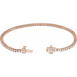 14K Rose 2 CTW Lab-Grown Diamond Line 7" Bracelet Ethereal Legacy Boutiques