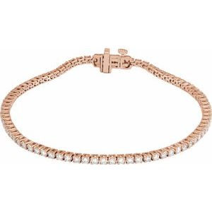 14K Rose 2 CTW Lab-Grown Diamond Line 7" Bracelet Ethereal Legacy Boutiques