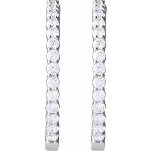 14K White 5 CTW Natural Diamond Inside-Outside Hinged 37.8 mm Hoop Earrings Ethereal Legacy Boutiques