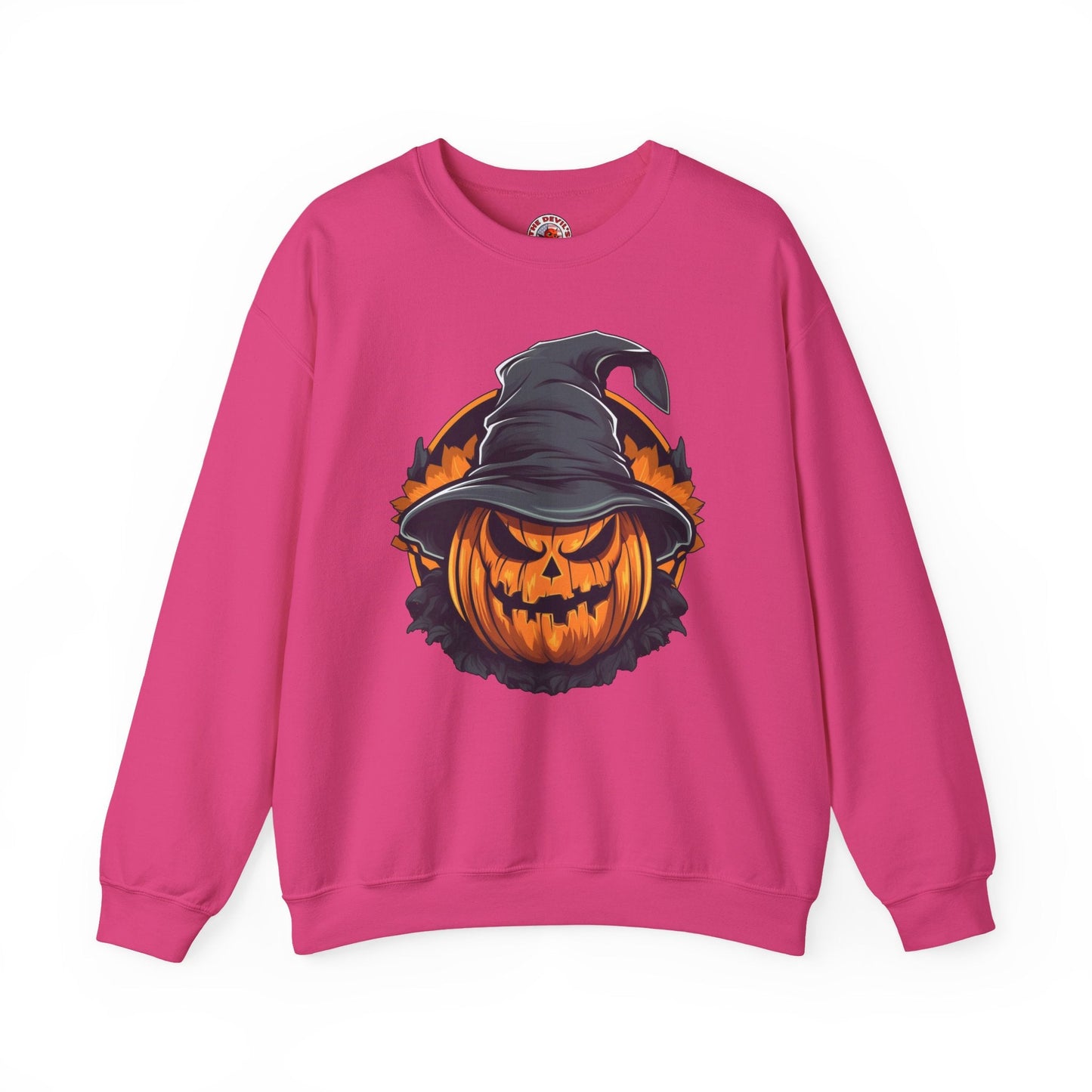 Scary Witch Pumpkin Halloween Crewneck Sweatshirt The Devil's Pickle