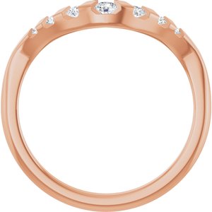 14K Rose Round 1/6 CTW Natural Diamond Channel-Set Contour Band Ethereal Legacy Boutiques