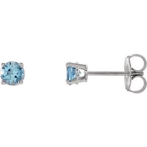 14K White 4 mm Natural Aquamarine Earrings Ethereal Legacy Boutiques