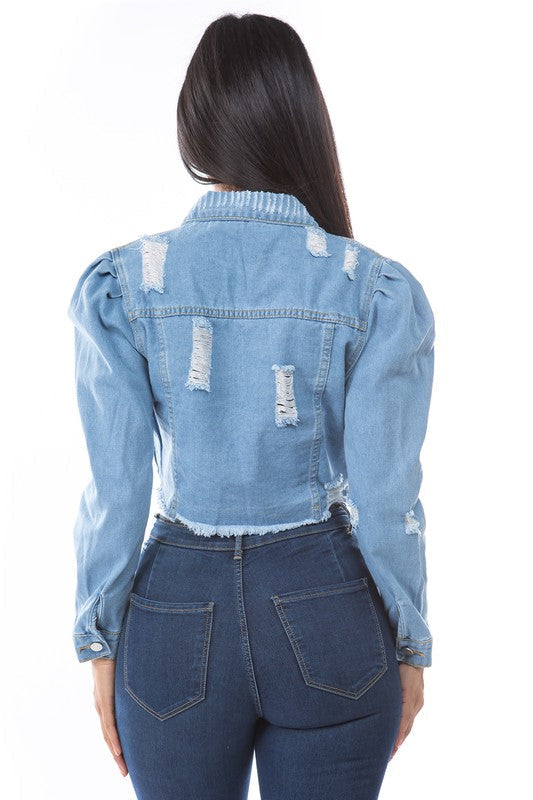 WOMEN FASHION DENIM CROP JACKET BY CLAUDE