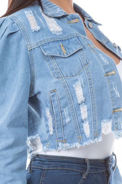WOMEN FASHION DENIM CROP JACKET BY CLAUDE