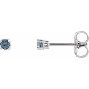 14K White 2.5 mm Natural Aquamarine Earrings Ethereal Legacy Boutiques