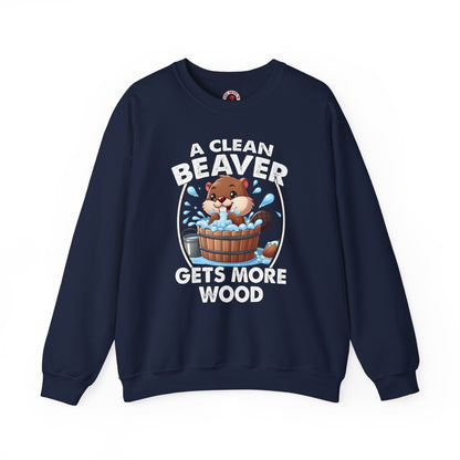 A Clean Beaver Gets More Wood Crewneck Sweatshirt The Devil's Pickle