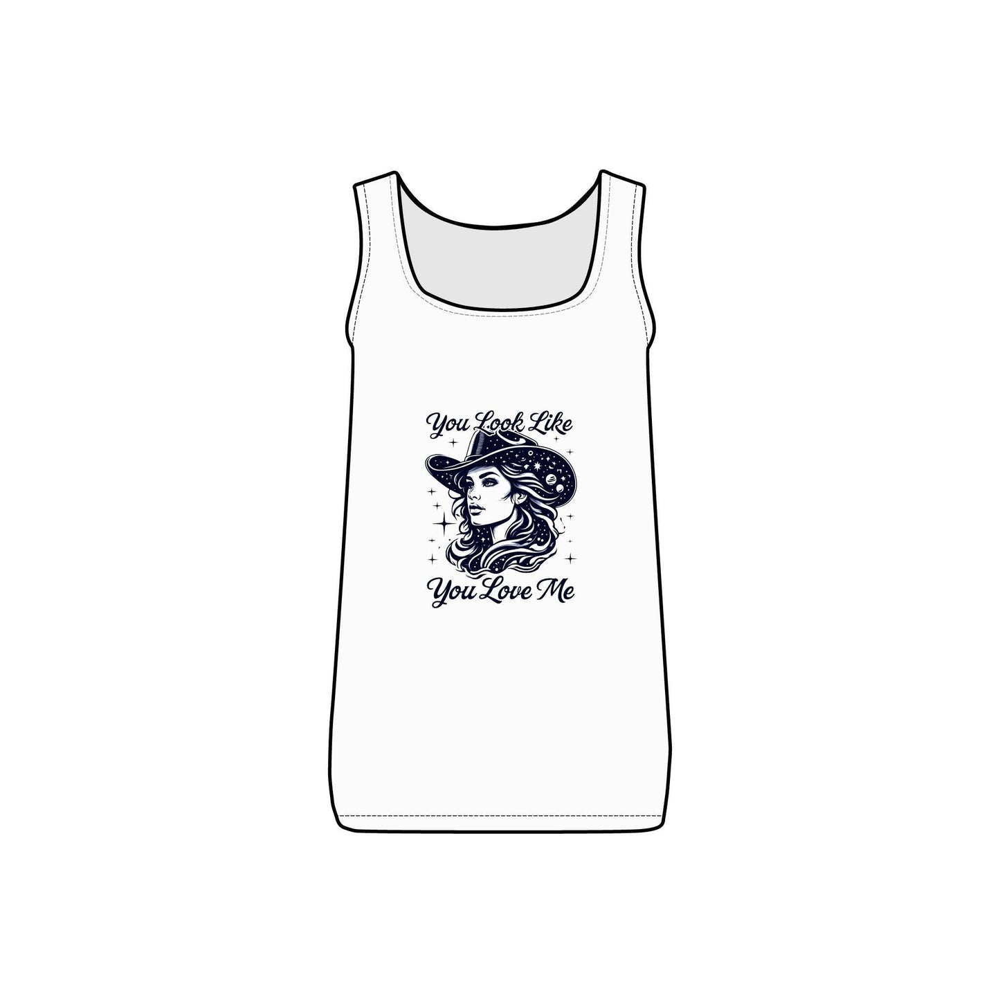 Cosmic Cowgirl Micro Ribbed Tank Top  - You Look Like You Love Me Country in My Heart