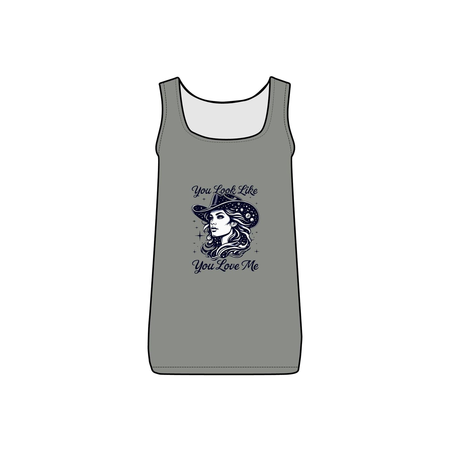 Cosmic Cowgirl Micro Ribbed Tank Top  - You Look Like You Love Me Country in My Heart