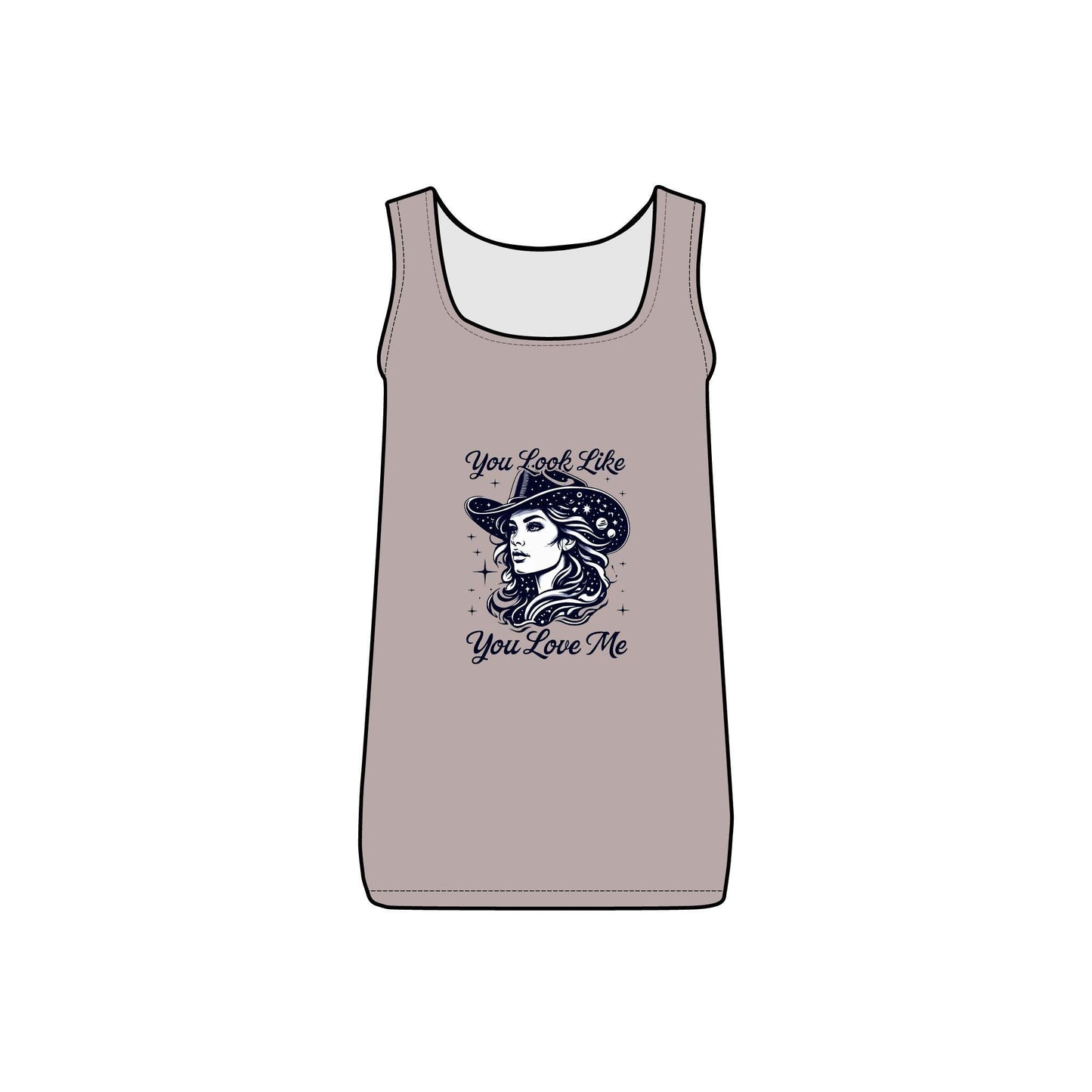 Cosmic Cowgirl Micro Ribbed Tank Top  - You Look Like You Love Me Country in My Heart