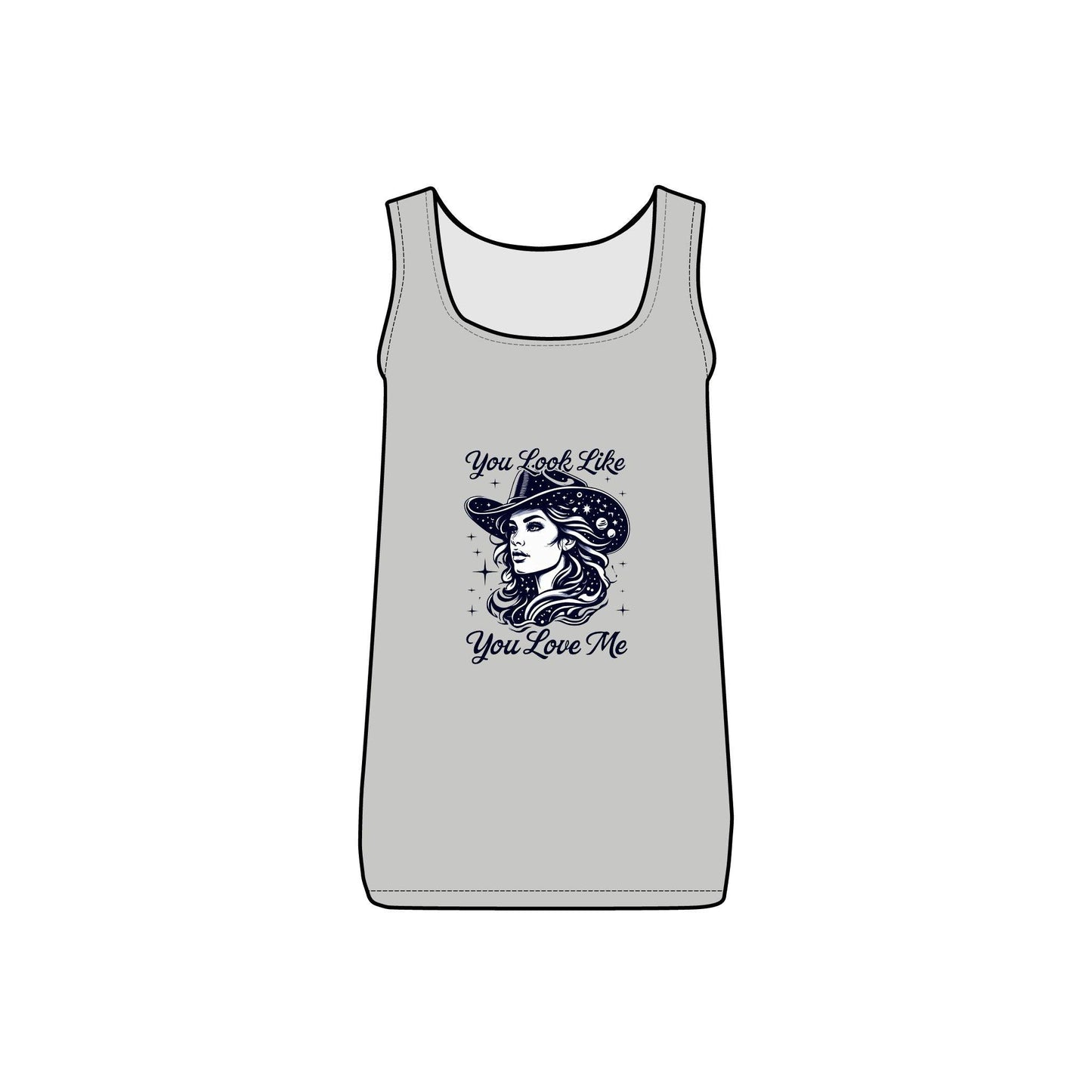 Cosmic Cowgirl Micro Ribbed Tank Top  - You Look Like You Love Me Country in My Heart
