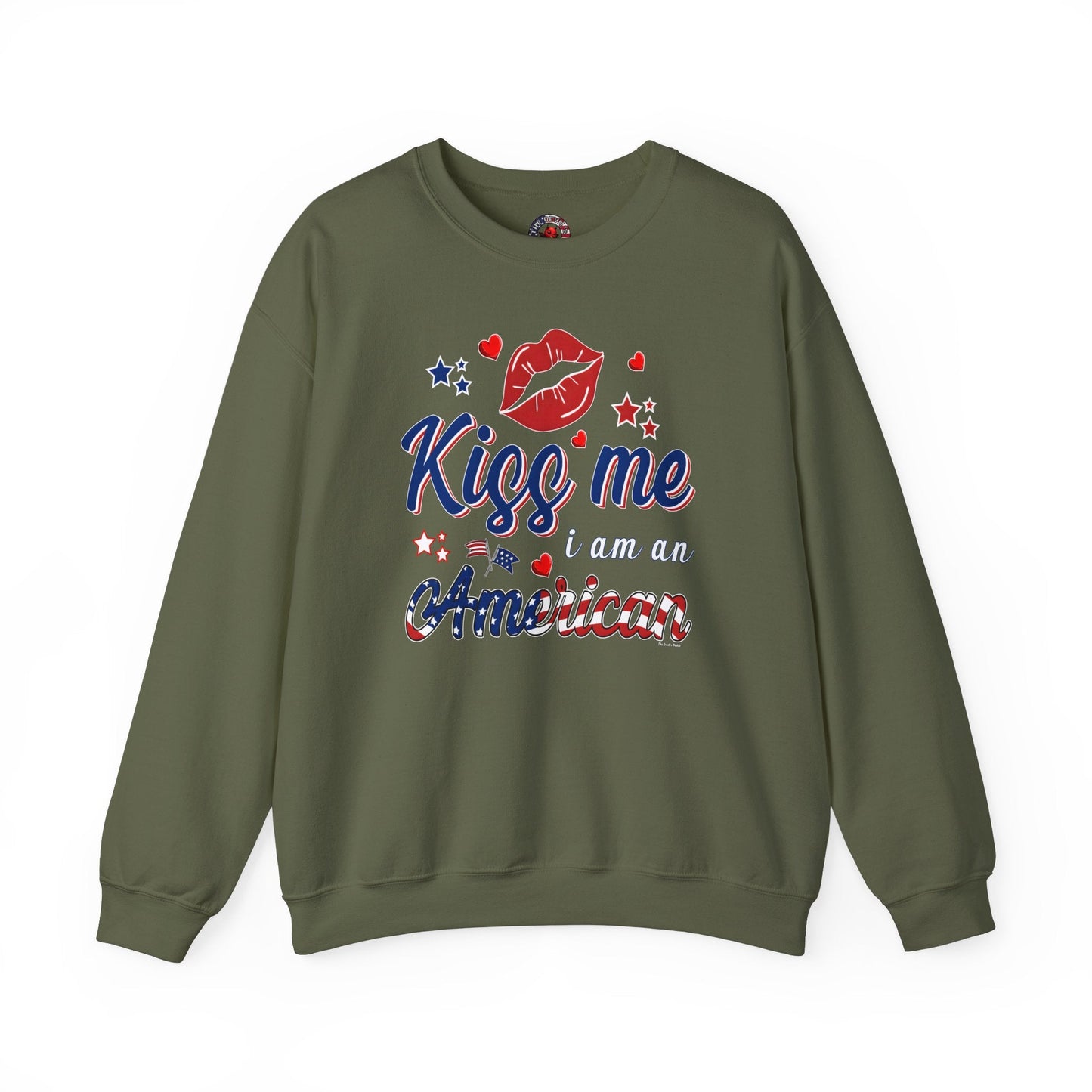 Kiss Me I Am An American Crewneck Sweatshirt The Devil's Pickle