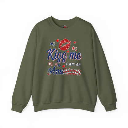 Kiss Me I Am An American Crewneck Sweatshirt The Devil's Pickle