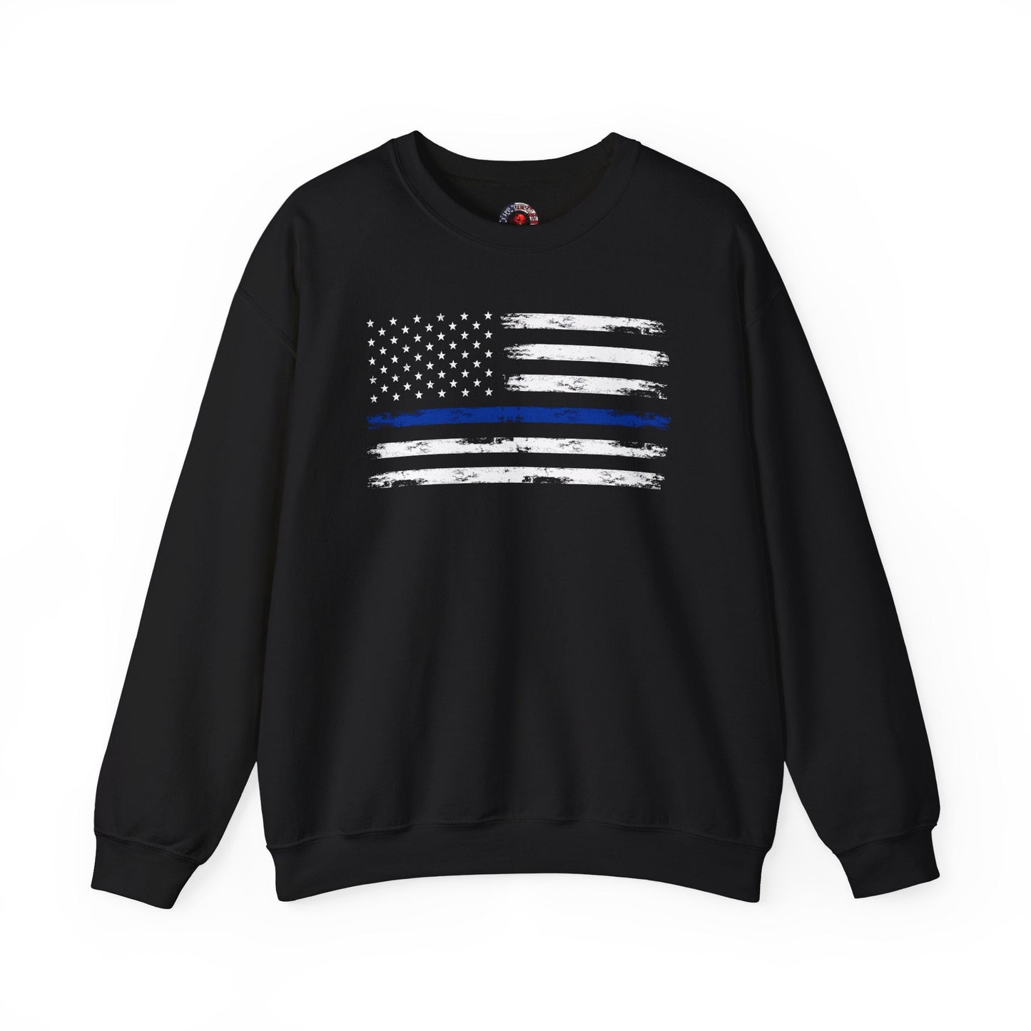 Thin Blue Line American Flag Crewneck Sweatshirt The Devil's Pickle