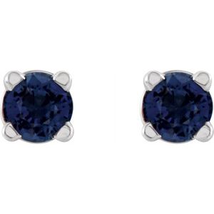 14K White 2.5 mm Natural Blue Sapphire Earrings Ethereal Legacy Boutiques