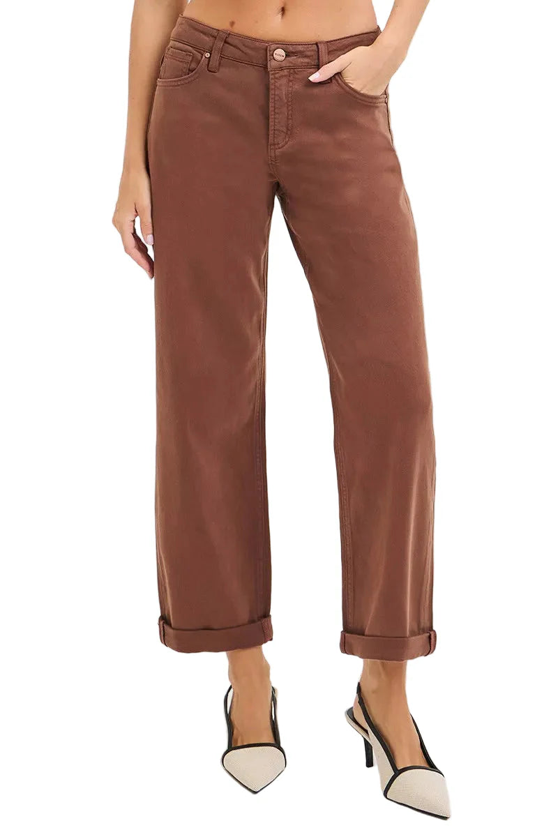 RISEN Full Size Tummy Control Mid Rise Ankle Barrel Baggy Plus Size Garden Naked Curves