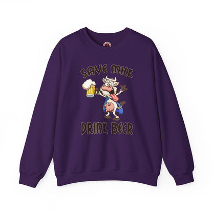 Save Milk Drink Beer Crewneck Sweatshirt The Devil's Pickle