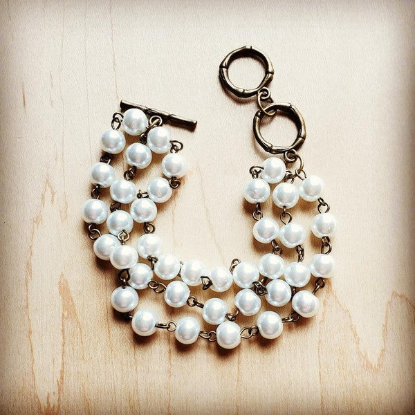 Pearl Triple Strand Bracelet Shop Style & More | Fresh Looks, Everyday Deals & Free Shipping